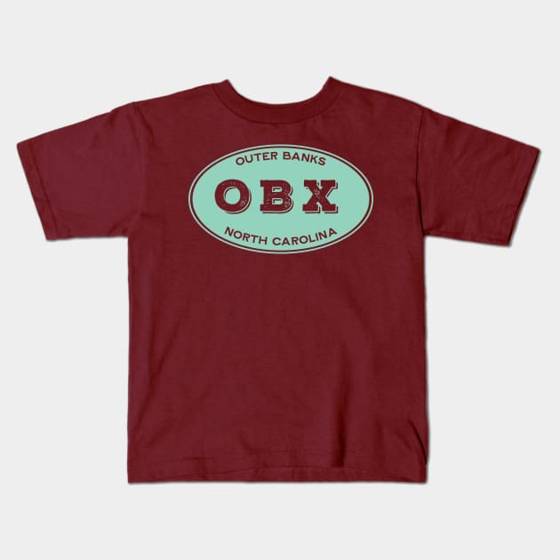 OBX Solid Oval in Aqua Kids T-Shirt by YOPD Artist